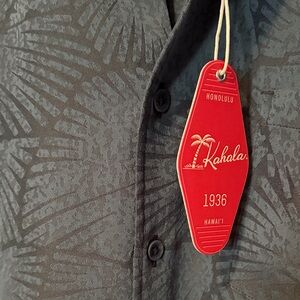 Kahala Men's Navy Print Casual Shirt